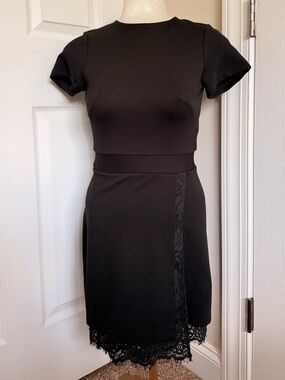 Black Short-Sleeve Sheath Dress